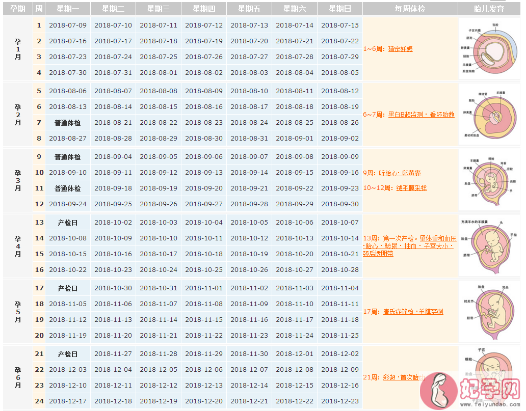 2018末次月经7月9日预产期是什么时候 末次月经7月9日什么时候去产检