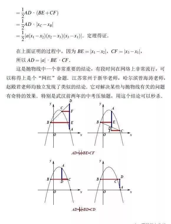 高中抛物线三角形面积求法（抛物线内接三角形的面积公式及应用）(2)