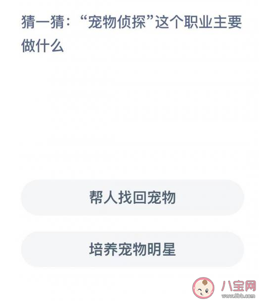 宠物侦探这个职业主要是做什么的 蚂蚁新村12月3日答案