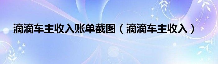 滴滴车主收入账单截图（滴滴车主收入）