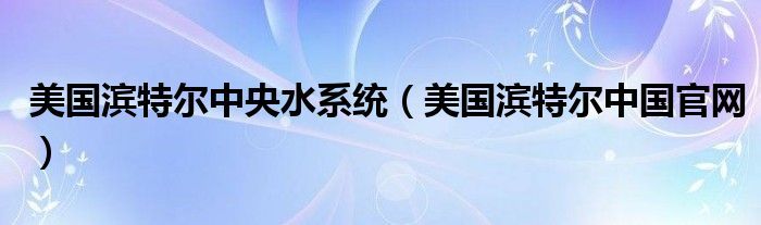 美国滨特尔中央水系统（美国滨特尔中国官网）