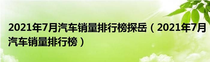 2021年7月汽车销量排行榜探岳（2021年7月汽车销量排行榜）