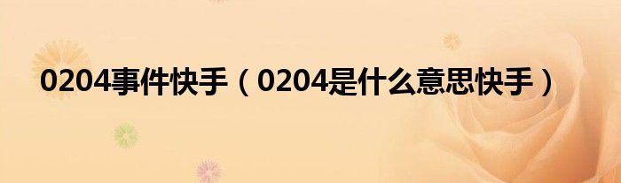 0204事件快手（0204是什么意思快手）