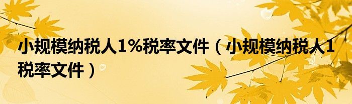 小规模纳税人1%税率文件（小规模纳税人1 税率文件）