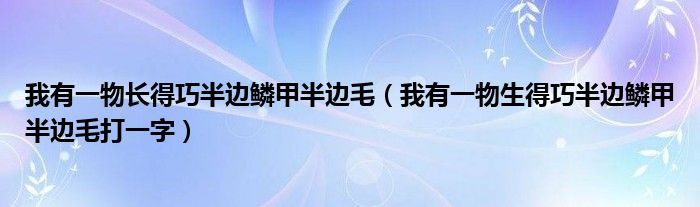 我有一物长得巧半边鳞甲半边毛（我有一物生得巧半边鳞甲半边毛打一字）