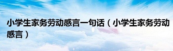 小学生家务劳动感言一句话（小学生家务劳动感言）