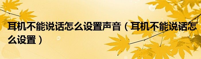 耳机不能说话怎么设置声音（耳机不能说话怎么设置）