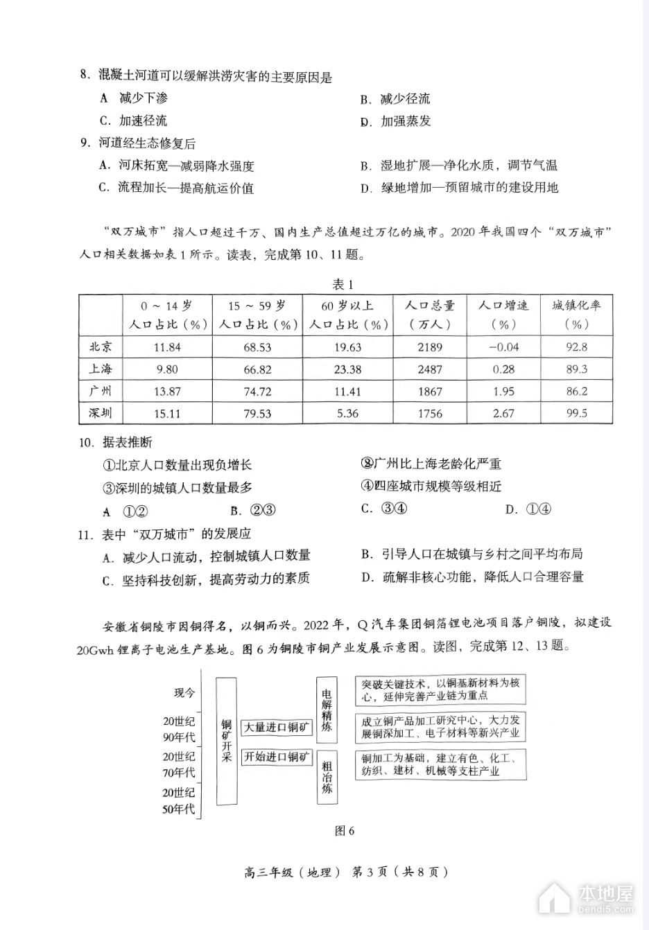 北京海淀区高三一模地理试题及参考答案（2023）