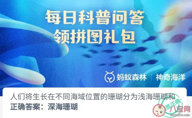 人们将生长在不同海域位置的珊瑚分为浅海珊瑚和 神奇海洋6月1日答案