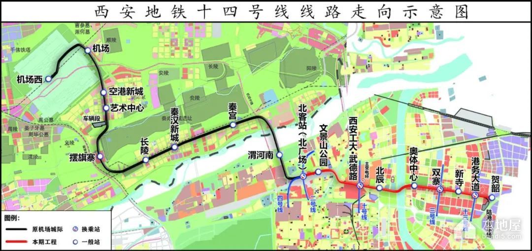 西安地铁14号线路线图