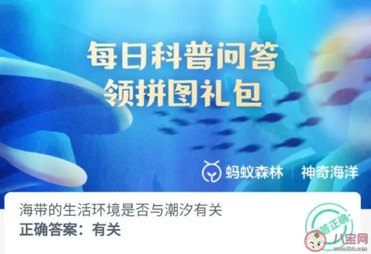 海带的生活环境是否与潮汐有关 神奇海洋9月13日答案